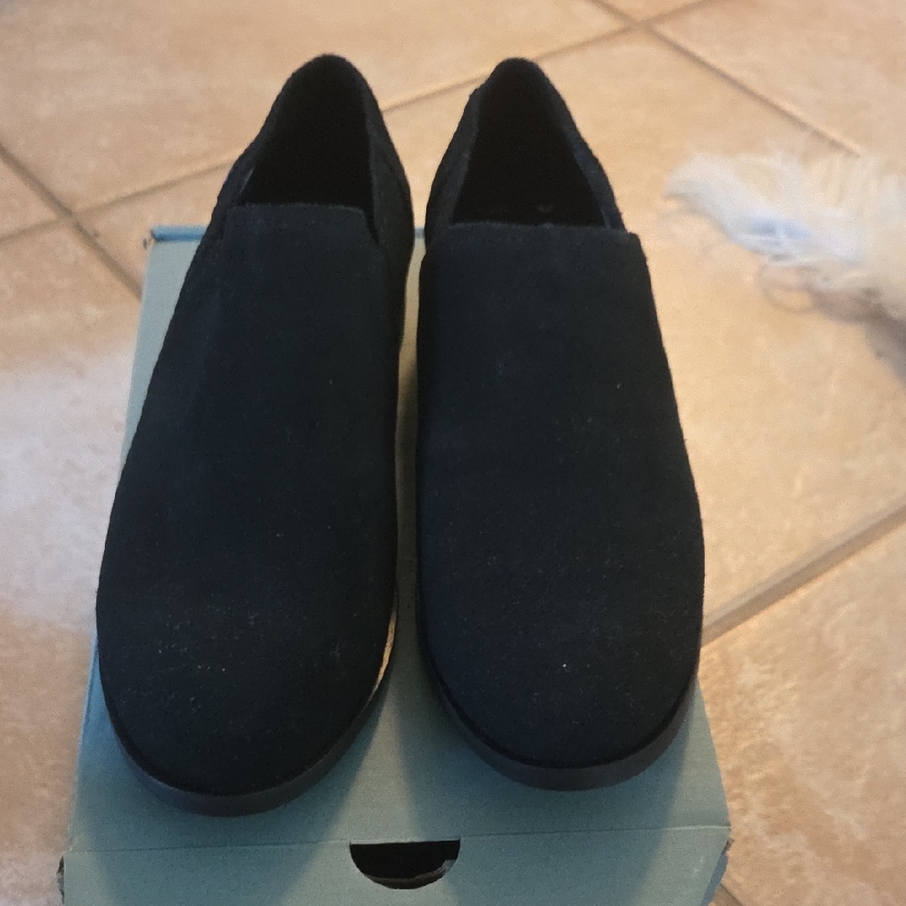 Toms Black Suede Shaye Low Slip-Ons